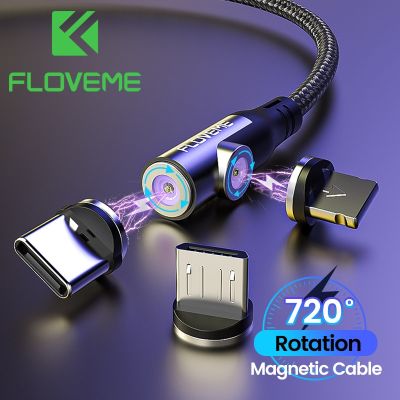 FLOVEME สายแม่เหล็ก USB C 360องศา Type C สายชาร์จเร็วสำหรับ IPhone12 11 Samsung Xiaomi ขนาดเล็ก