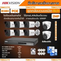 Hikvision กล้องวงจรปิดip camera 8ตัว 2ล้านพิกเซล แบบมีเสียง2ตัว ธรรมดา6ตัว ไม่ต้องเดินสายไฟ ติดตั้งง่าย พร้อมอุปกรณ์