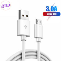 Rud Micro USB 3A ชาร์จเร็วในปัจจุบันสูงสายเคเบิลข้อมูล Android ชาร์จความเร็วสูง-ขาว/ดำ (0.3M/0.5/1.0M/1.5M)