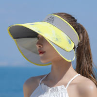 CWSummer ผู้หญิงหมวกถังกลางแจ้งป้องกันรังสียูวี Visors ดึงออกขยายปีกหมวกด้านบนที่ว่างเปล่าเกาหลีดอกไม้ปีกใหญ่อาทิตย์หมวกชายหาด