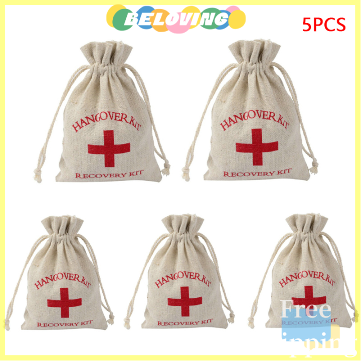 2/5Pcs Wedding Favor Holder Bag Hangover Kit Bags For Guests Gift