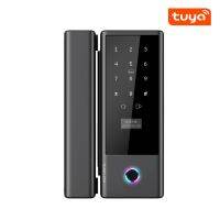 Tuya APP Smart Fingerprint Card Password Lock For Home Office Frameless Frame Glass Push Sliding Door Selfie Sticks