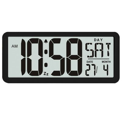 Square Wall Clock Series, 13.8inch Large Digital Jumbo Alarm Clock, LCD Display, Multi-Functional Upscale Office Decor Desk