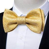 {EDDLYT} Jaquard สีเหลือง Self Tie Bowties ผู้ชายขายร้อน39; S คอผูกสำหรับอุปกรณ์จัดงานแต่งงาน Cufflinks สำหรับ Man Pocket Square โบว์ผีเสื้อ