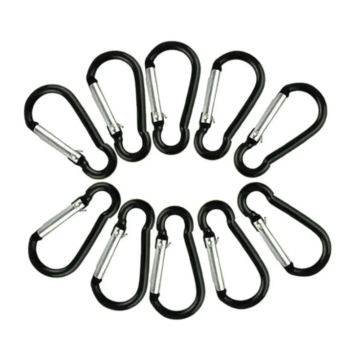 10pcs-hooks-key-alloy-climbing-d-snap-chain-spring-ring-equipment-aluminum-gourd-black