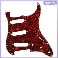 BNGUITAR Pickguard เปลือกกระดองเต่าสีแดง3ชั้น11หลุมสำหรับกีตาร์ Strat SSS