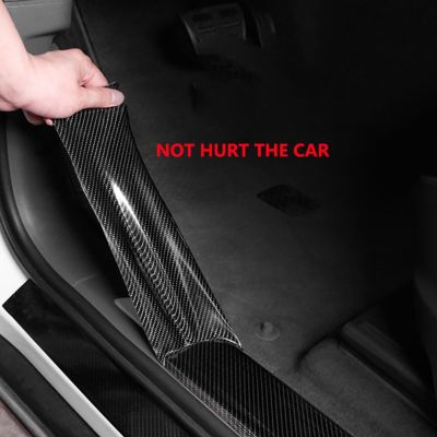 【DT】Car Door Sill Protector Bumper 5D Carbon Fiber Sticker Threshold Wrap Film Anti-scratch Self-Adhesive Anti-Collision Strip  hot