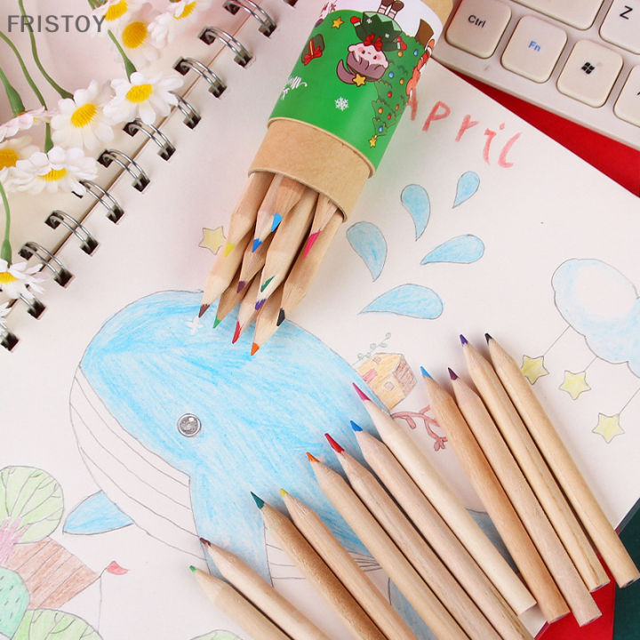fristoy-ชุดดินสอ12สีรูปสัตว์คริสต์มาสที่สร้างสรรค์12กล่อง-ล็อตชุดดินสอ12สีวาดภาพการ์ตูนภาพวาดศิลปะดินสอสีของขวัญเครื่องเขียน