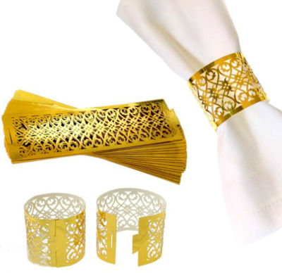 Miniature Napkin Rings Table Setting Accessories Elegant Napkin Rings Gold And Silver Napkin Ring Hollow Pattern Napkin Ring
