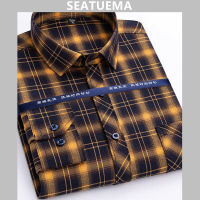 SEATUEMA ผ้าฝ้ายเสื้อแขนยาวฤดูใบไม้ผลิด้านบนสบาย ๆ ร้อนฟรีเสื้อลายสก๊อตผู้ชายเรียงรายไปด้วยเสื้อผ้ากันแดดเสื้อ