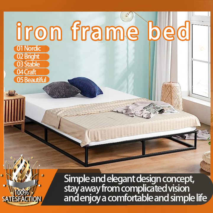 Dura Metal Platform NO Headboard Bed Frame/Non Slip Bed Frame/Steel Bed Frame (Queen) Lazada PH