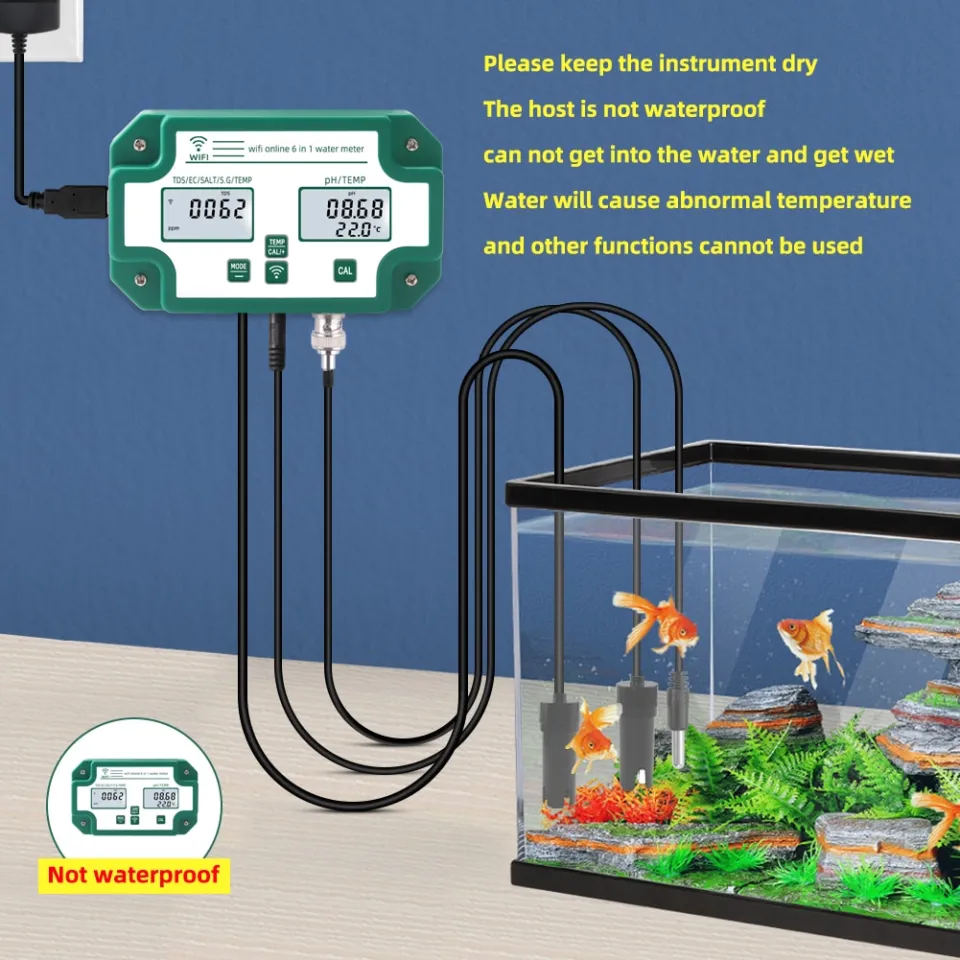 Digital WiFi PH EC TDS SALT SG.Temp Meter Water Quality Tester 6