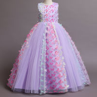 2023 Summer New Four-color Optional Sequins Bow Sleeveless Fluffy Prom Long Dress for Kids Girls Gown Fairy Princess Dress