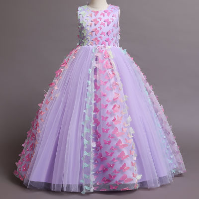 2023 Summer New Four-color Optional Sequins Bow Sleeveless Fluffy Prom Long Dress for Kids Girls Gown Fairy Princess Dress