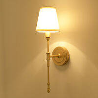 Modern Wall Lamp Full Copper Wall Sconces Fabric Lampshade Bathroom Mirror Bedside Cabinet Fixtures Home Lighting