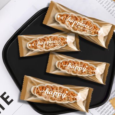 100Pcs Caramel Almond Nut Crispy Glutinous Rice Boat Packaging Rectangular Nougat Cookies Machine Sealing Bags