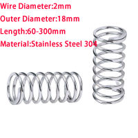1PCS 304 สแตนเลสสตีลการบีบอัดฤดูใบไม้ผลิลวดขนาดใหญ่ความดันฤดูใบไม้ผลิ, เส้นผ่านศูนย์กลางลวด 2 มม.เส้นผ่านศูนย์กลาง 18 มม.ความยาว 60-300 มม.-invy32 shop