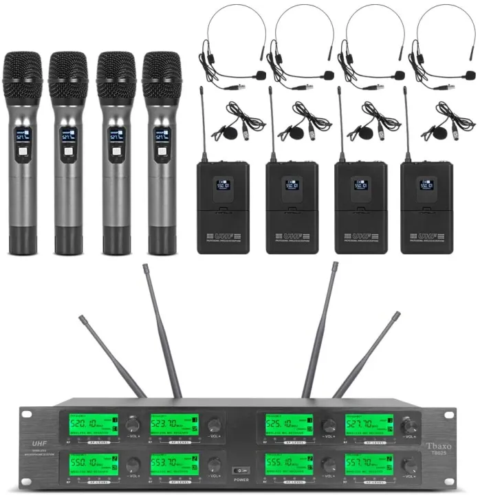 WENWEN Wireless Microphone System Frequency A 8 Channel Microphone UHF 4 Handheld Mic 4 Headset