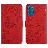 สำหรับ ZTE เบลด V30ผิว Vita รู้สึกดอกโบตั๋นผีเสื้อหนังพิมพ์ลายเคสโทรศัพท์ (สีแดง)