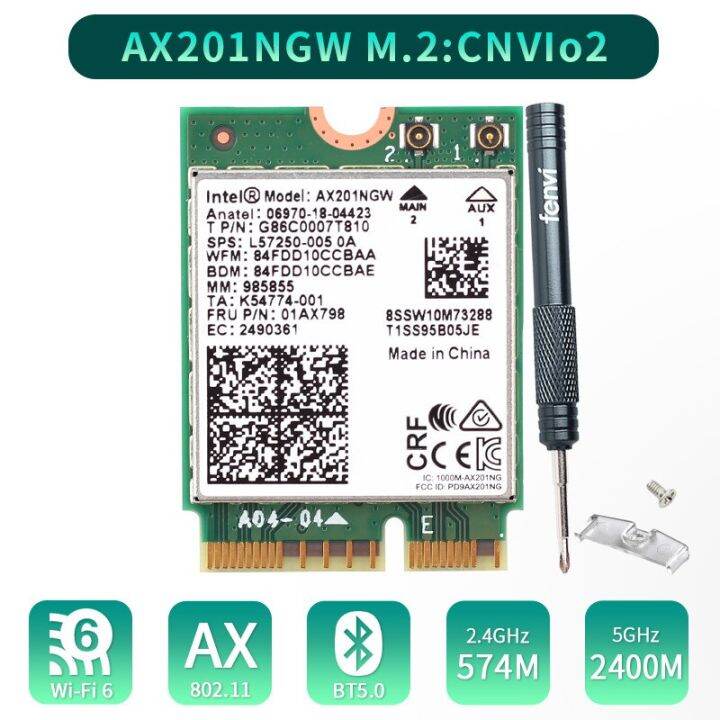 24gbps Wifi 6 Wireless Card For Intel Ax201 Ax201ngw Cnvio 2 Bluetooth 50 Network Wifi Card 9766