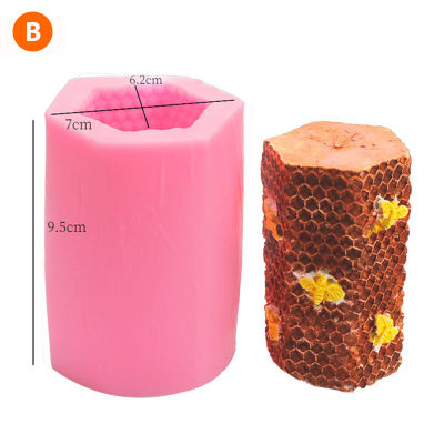 🔥New Production🔥 3D Bee Honeycomb Candle Silicone Molds Cake Fondant Bakeware Molds Beeswax Soap