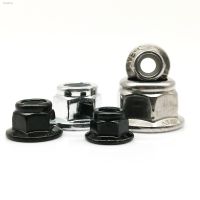 ₪●❒ 2/5/10pcs M3 M4 M5 M6 M8 M10 M12 Black Carbon Steel 304 Stainless Steel Hex Flange Self-locking Locknut Nylon Insert Lock Nut