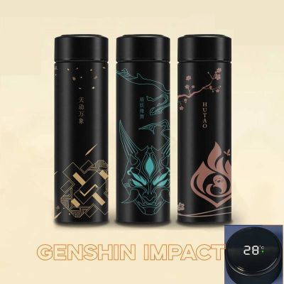 Ag Genshin Impact แก้วน้ําสุญญากาศ สเตนเลส ลาย Hu Tao Xiao Zhongli Kaedehara Kazuha