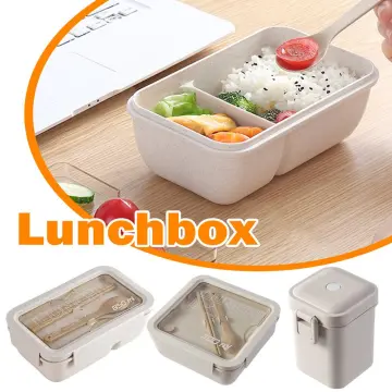 850/1100Ml Wheat Straw Lunch Box with Spoon Chopsticks Microwave