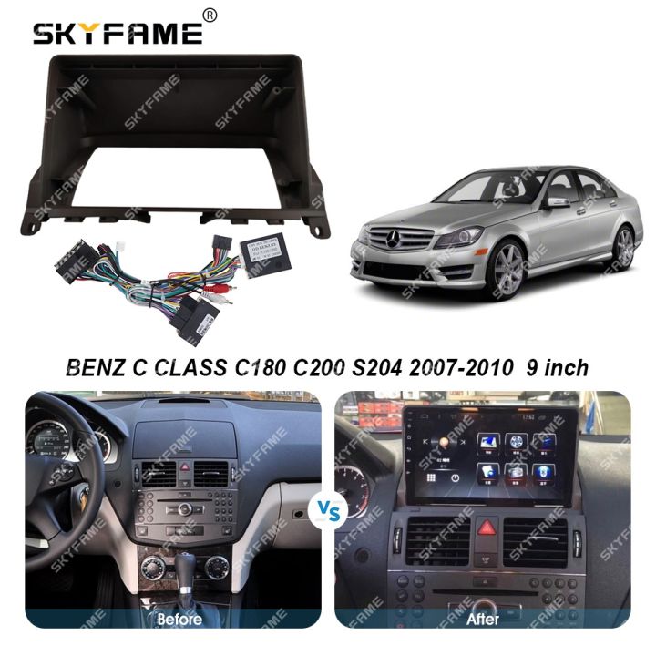 skyfame-car-frame-fascia-adapter-canbus-box-for-decoder-benz-c-class-c180-c200-w204-s204-android-radio-dash-fitting-panel-kit