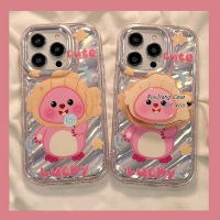 เคส RouJiang สำหรับ IPhone 15 14 13 12 11 Pro Max X XR Xs Max 8 7 6S Plus SE 2020น้อยน่ารักการ์ตูนบีเวอร์ Loopy เคสโทรศัพท์ที่มีที่ยึดเหมือนกัน