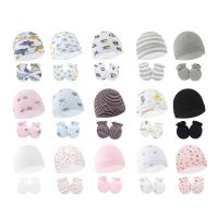 Newborn Baby Hat with Gloves Set for 0-6 Months Infant Cap Cotton Mittens Gift