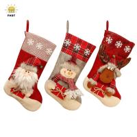 FHDTSG สำหรับแขวน มนุษย์หิมะ ถุงขนม จี้ คริสต์มาส สำหรับบ้าน เครื่องประดับคริสต์มาส ของตกแต่งวันคริสต์มาส ถุงเท้าลูกกวาด ถุงเท้าคริสต์มาส