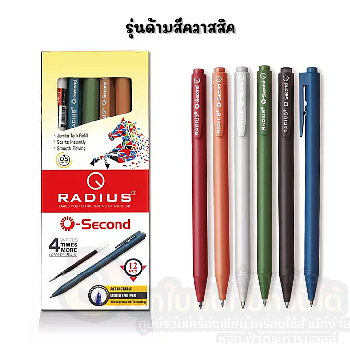ปากกา-radius-ปากกาเจล-o-second-ด้ามสีล้วน-สีพาสเทล-สีคลาสสิค-แบบกด-หมึกสีน้ำเงิน-ขนาด-0-5mm-บรรจุ-12แท่ง-กล่อง-จำนวน-1กล่อง-พร้อมส่ง