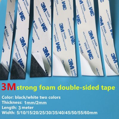 ☊☽ 3M double-sided tape Strong adhesion EVA black sponge foam pad rubber tape 1MM 2MM Thickness