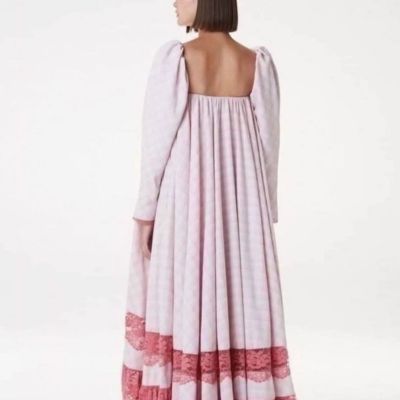 P0015-048 PIMNADACLOSET - Juliet Sleeve Plaid Lace Hem Dress