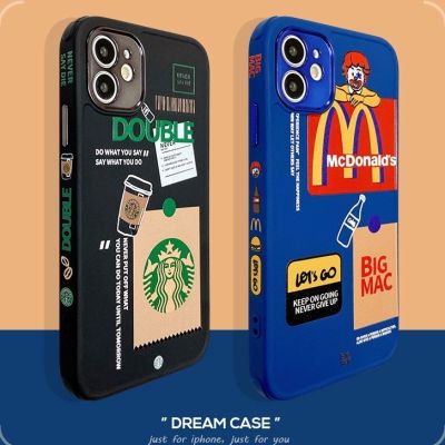 COD DSFDGFNN เคสไอโฟน 14 Pro Max เคสapple iPhone TPU McDonalds Starbucks เคส iPhone 13 12 pro max 11 pro max เคสโทรศัพท์ X XS XR เคสไอโฟน นิ่ม กันกระแทก พิมพ์ลายตรงขอบ ปกป้องเต็มรูปแบบ ปกป้องเลนส์กล้อง สำหรับ