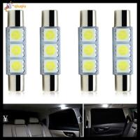 QIUQIU หลอดไฟไม่มีข้อผิดพลาดในบ้าน4ชิ้นหลอดไฟอ่านหนังสือไฟ LED รถยนต์3SMD 5050โคมไฟทรงโดม C5W