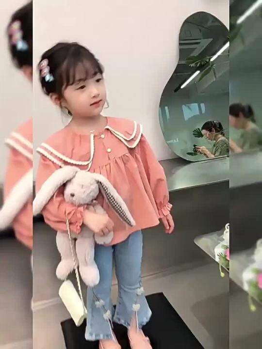 Tong Sen Tong Ma เสื้อเด็กผู้หญิงฤดูใบไม้ผลิและฤดูใบไม้ร่วง 23 เสื้อคอ