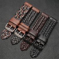 20mm 22mm 24mm Genuine Leather Braided Watch Strap Men Women Universal Quick Release Cowhide Wrist Band Bracelet Accessories Cable Management