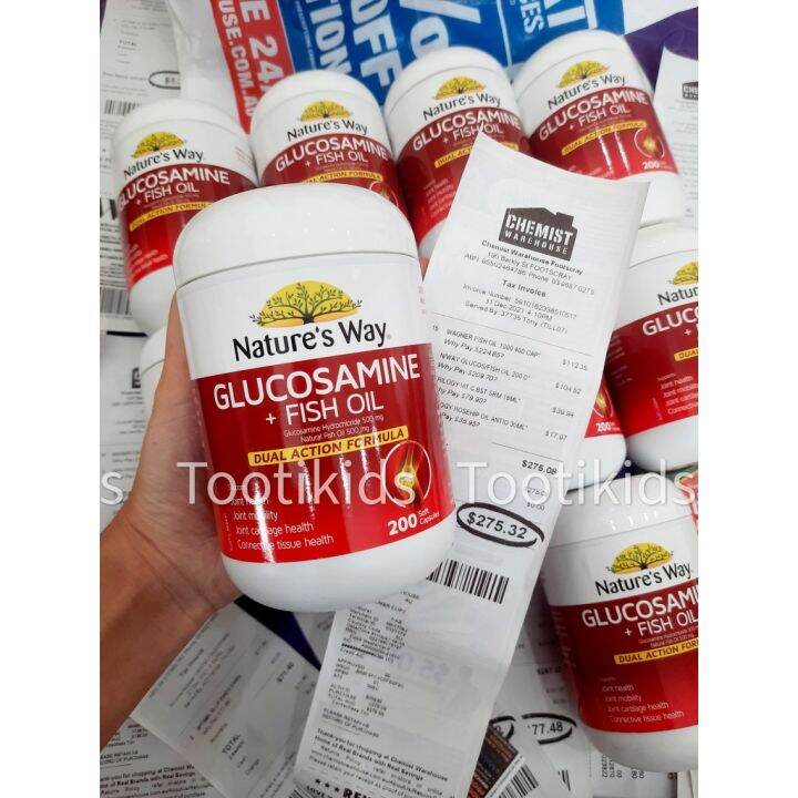 Viên uống bổ khớp Nature Way Glucosamine + Fish Oil 200v hàng Úc đủ