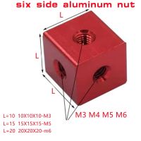 10 buah M3 m4 M5 M6 merah aluminium enam sisi tetap blok koneksi kacang blok akrilik komponen Chassis untuk listrik kacang persegi