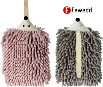 Cute Hedgehog Chenille Hand Towels with Hanging Loops for Kids