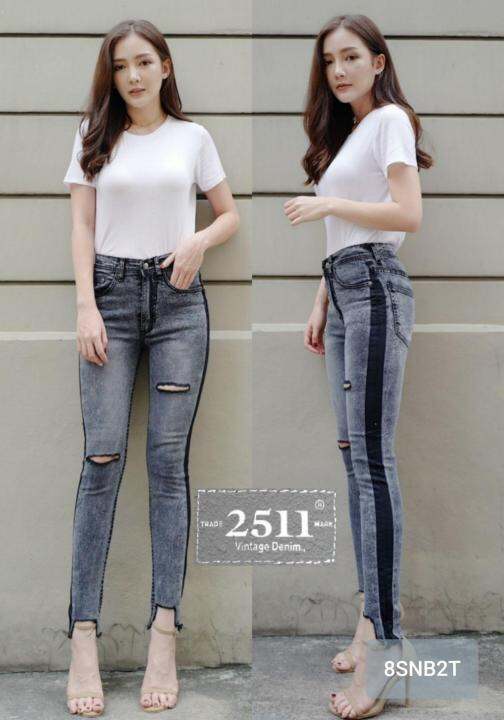 ถูกสุดๆ-2511-vintage-denim-jeans-by-araya-กางเกงยีนส์-ผญ-กางเกงยีนส์เอวสูง-กางเกงยีนส์ผู้หญิง-กางเกงยีนส์-กางเกงยีนสยืด-เอวสูง-เรียบหรูดูแพง-กางเกงยีนส์แฟชั่น-แต่งแถบเก๋ๆเนื้อผ้านิ่มใส่สบาย-เข้ารูปเป๊