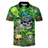 New Summer Mens Polo Shirt 2023 Green Skull 3D Print Polo Shirt Brand Men Short-Sleeved Tees Shirt Man Clothes 4XL Dropshipping{trading up}