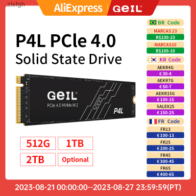 GeIL โซลิดสเตทไดรฟ์ภายใน P4L SSD M2 512GB 1TB 2Tb 4TB M.2 NVME 1.4 PCIe 4.0 SSD ดิสก์เจนเนอเรชัน4X4 2280สำหรับ PS5เดสก์ท็อปแล็ปท็อป Zlsfgh