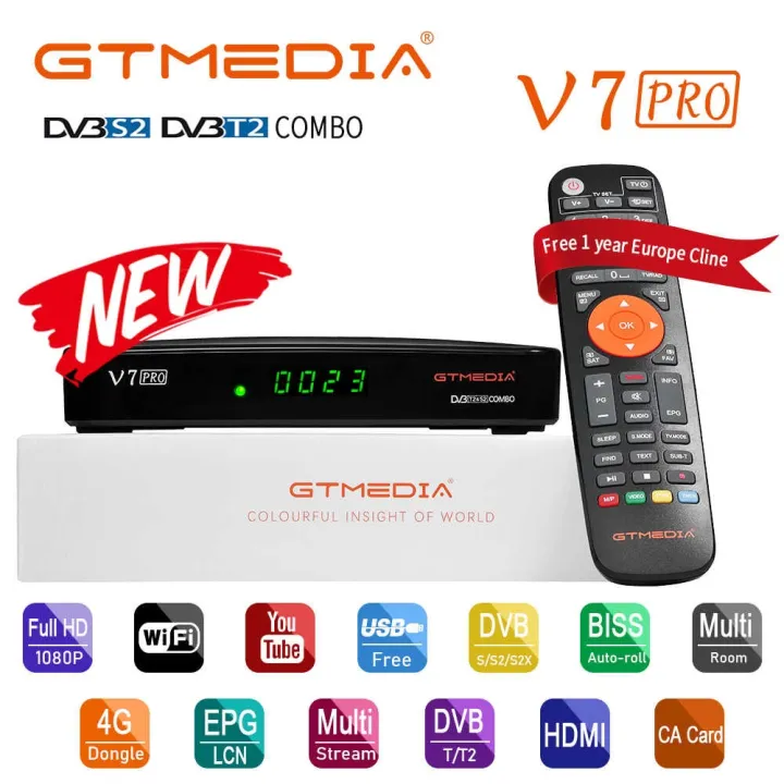 GT Media V7 Pro DVB-S/S2/S2X+T/T2 Decoder CA Card Satellite TV Receiver ...
