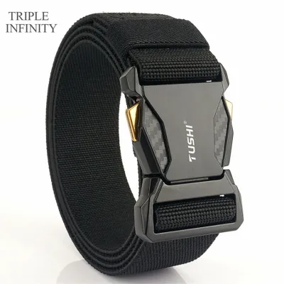 2022 Metal Quick Release Pluggable Buckle Elastic Belts For Men Durable Tactical Belt Cowboy Outdoor Stretch Army Strap Hunting