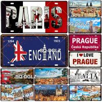 【YF】▫❈  Paris/Prague Metal Sign Tin Licenses Plate Plaque Man Cave Bar Pub Decoration Poster