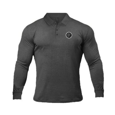 2020 Workout nd Bodybuilding Polo Shirt Mens Casual Polo Shirts Breathable Sports Long Sleeve Fashion Mens Polos