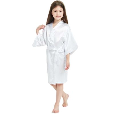 {Xiaoli clothing} เด็กเสื้อคลุมอาบน้ำผ้าซาตินสีทึบเสื้อคลุมอาบน้ำแฟชั่นเด็ก Nightgown ชุดนอน Dressing Gown Robe Celebration Party สำหรับ Girls